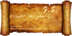 Filyó Sándor névjegykártya