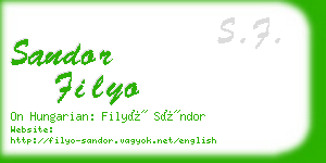 sandor filyo business card